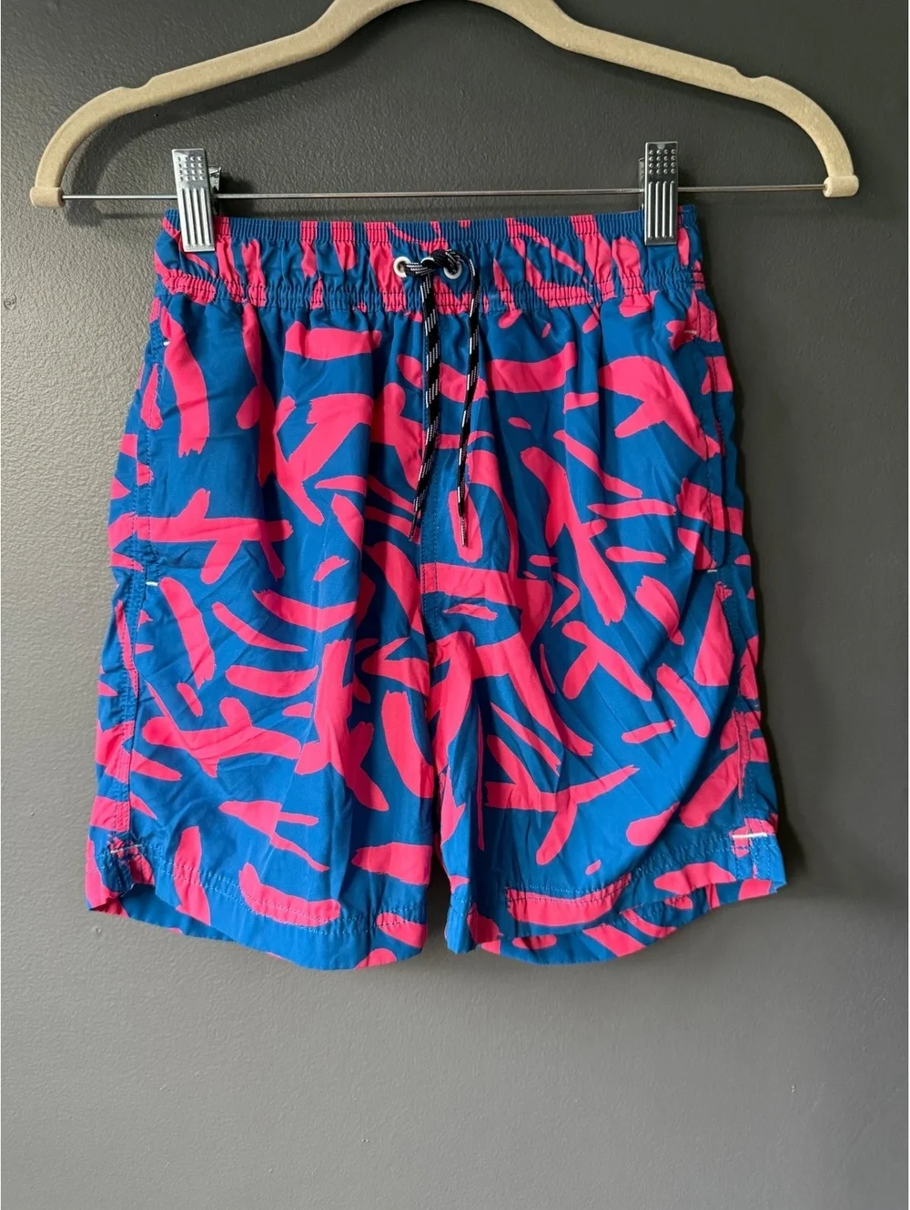 J.Crew Swimwear Men's Swim Shorts Blue and Pink Size 10